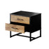 Oikiture Bedside Table 2 Drawers Storage Metal Industrial-Bedside Table-PEROZ Accessories