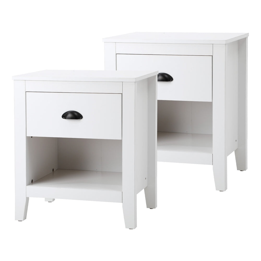 Oikiture 2x Bedside Table Nightstand Vintage-Bedside Tables-PEROZ Accessories