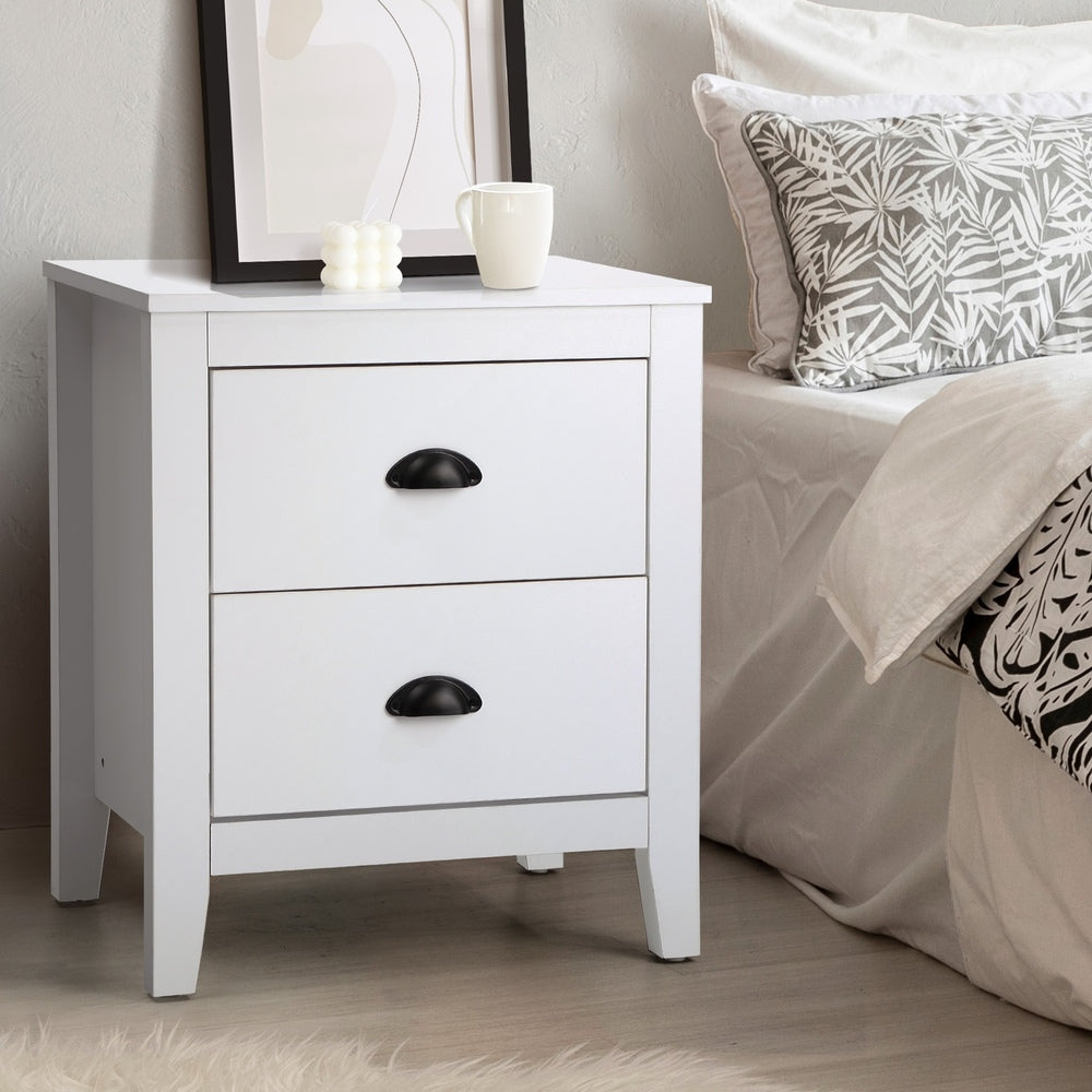 Oikiture Bedside Table 2 Drawers Nightstand Vintage-Bedside Table-PEROZ Accessories