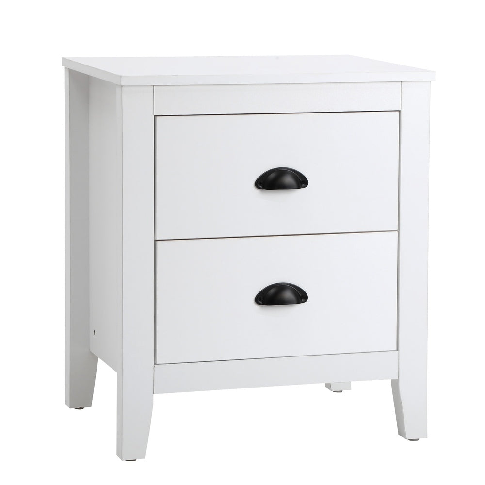 Oikiture Bedside Table 2 Drawers Nightstand Vintage-Bedside Table-PEROZ Accessories