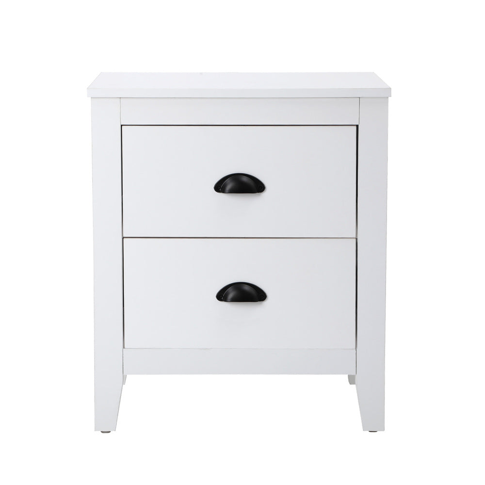 Oikiture Bedside Table 2 Drawers Nightstand Vintage-Bedside Table-PEROZ Accessories