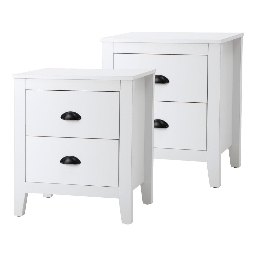 Oikiture 2x Bedside Table 2 Drawers Nightstand Vintage-Bedside Tables-PEROZ Accessories
