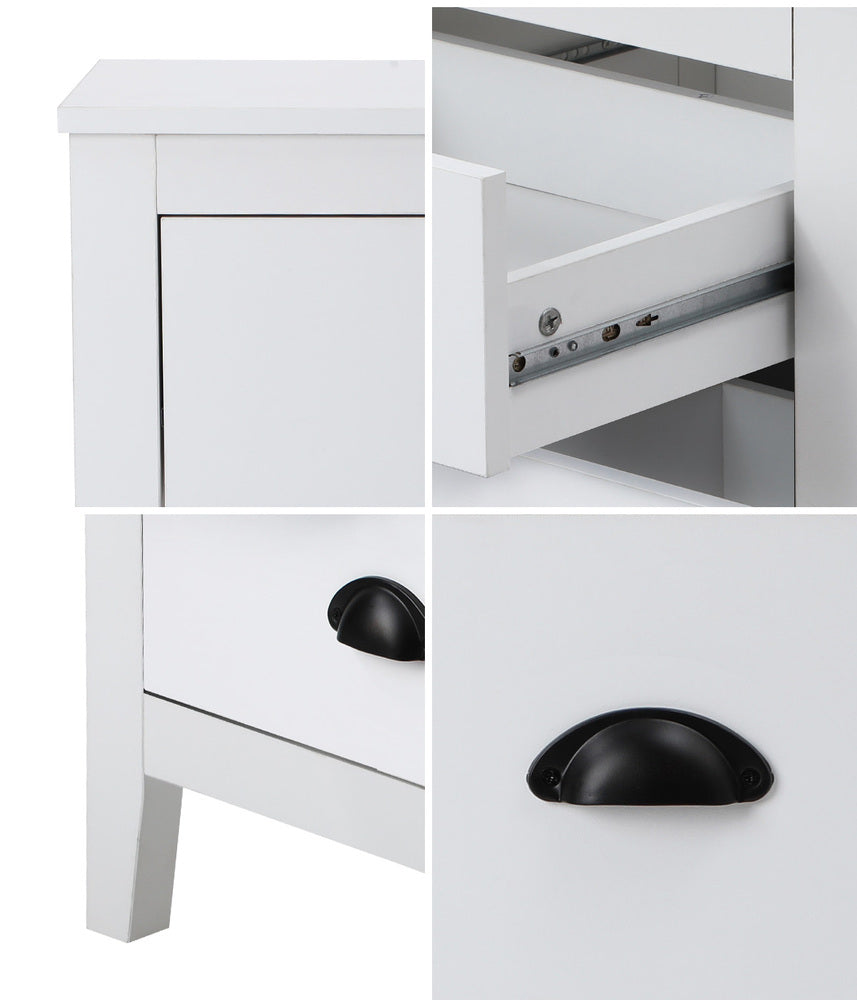 Oikiture 2x Bedside Table 2 Drawers Nightstand Vintage-Bedside Tables-PEROZ Accessories