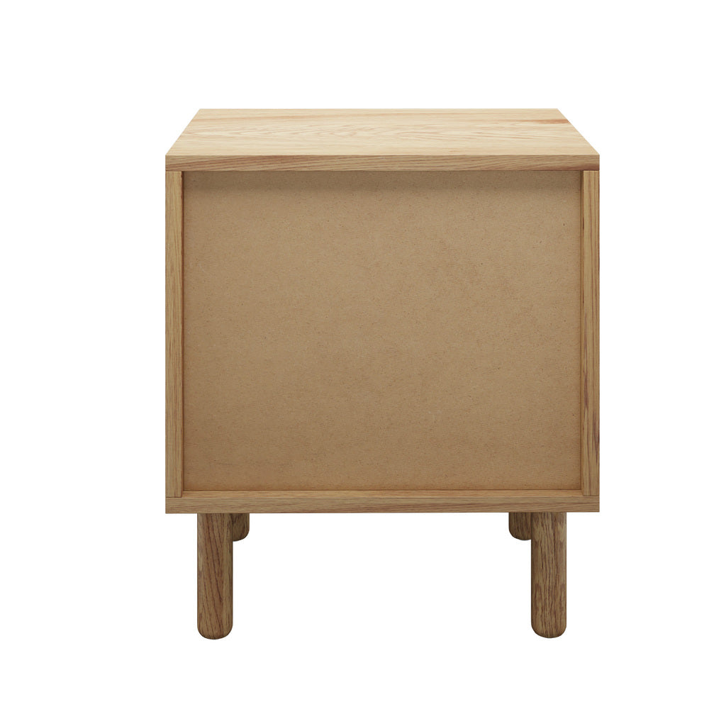 Oikiture 2x Bedside Table 2 Drawers Rattan Natural-Bedside Tables-PEROZ Accessories