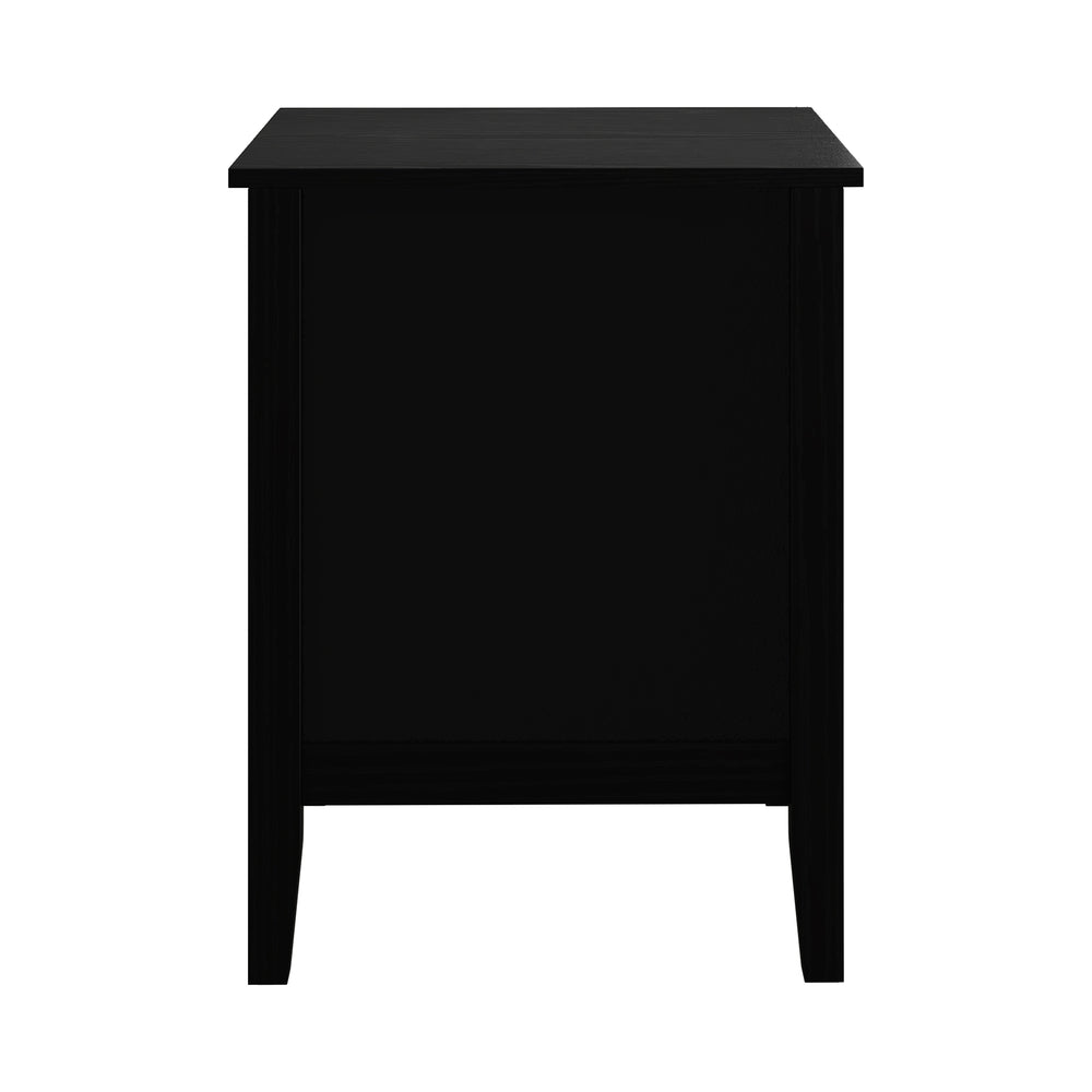 Oikiture Bedside Table 3 Drawers Side End Nightstand Black-Bedside Table-PEROZ Accessories