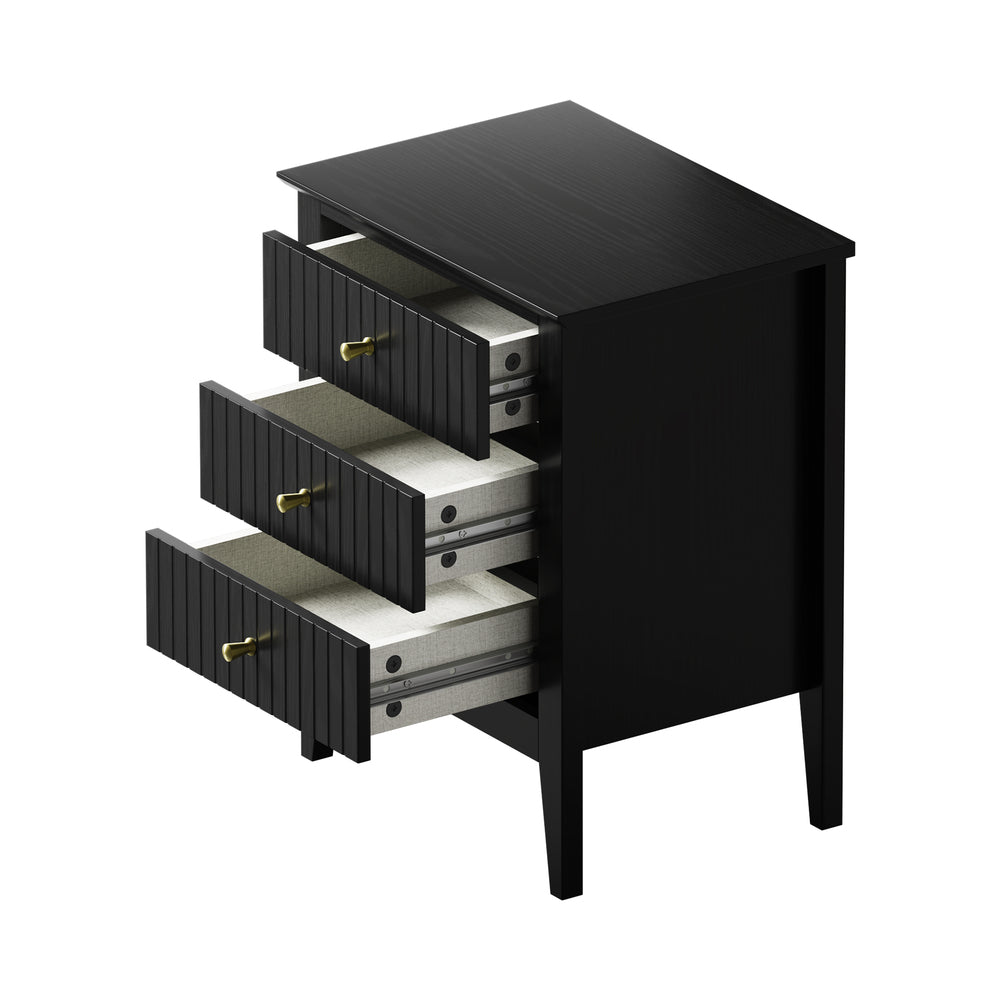 Oikiture Bedside Tables Set of 2 Side End Nightstand Black-Bedside Table-PEROZ Accessories