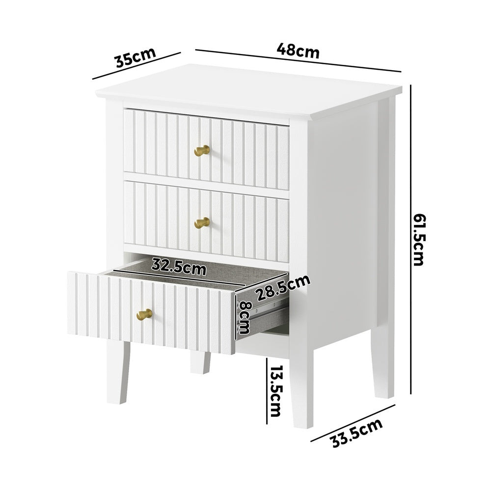 Oikiture Bedside Tables Set of 2 Side End Nightstand White-Bedside Table-PEROZ Accessories