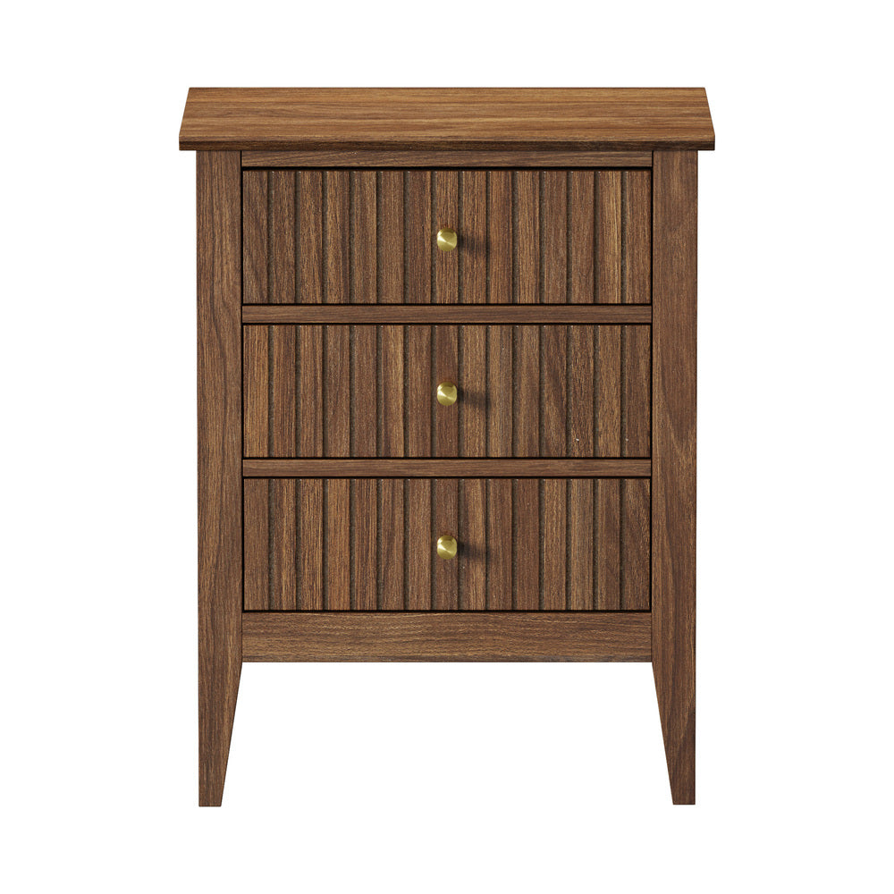 Oikiture Bedside Tables Set of 2 Side End Nightstand Walnut-Bedside Table-PEROZ Accessories