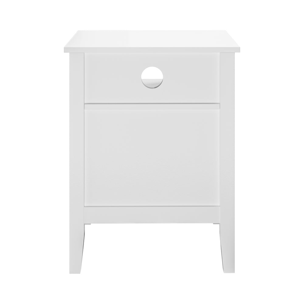 Oikiture Bedside Table Nightstand 2 Drawer with Storage Cabinet White-Bedside Table-PEROZ Accessories