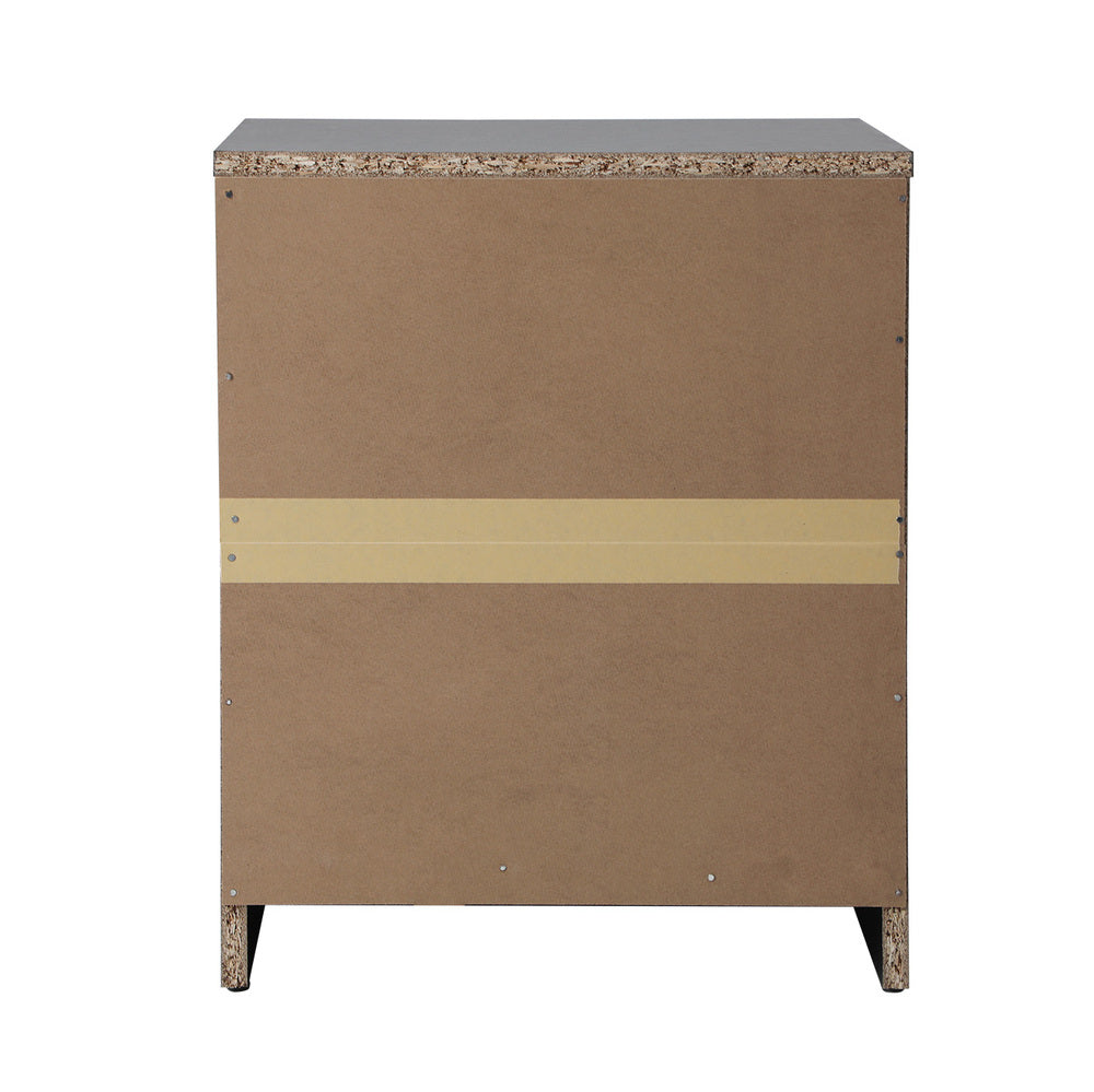 Oikiture Bedside Table Nightstand 2 Drawers Black-Bedside Table-PEROZ Accessories