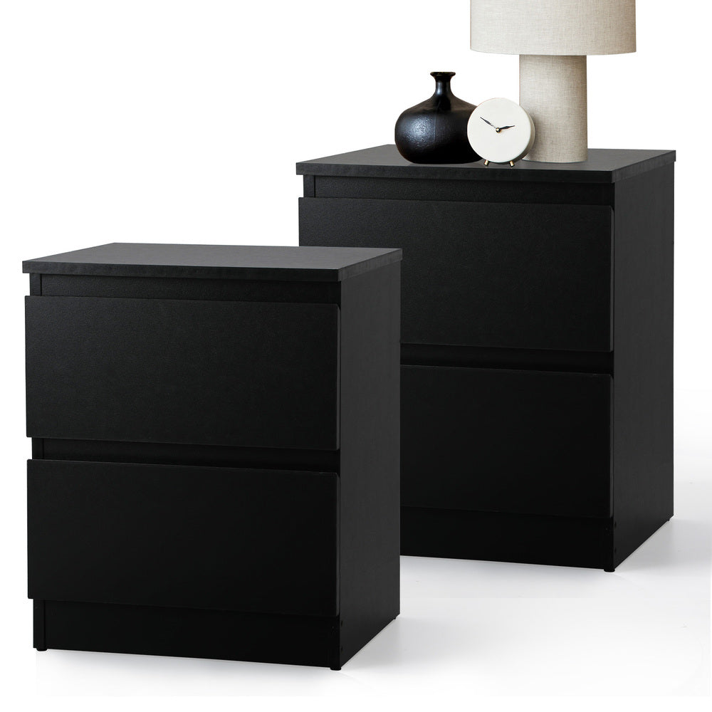 Oikiture Bedside Tables Set of 2 Nightstand Black-Bedside Table-PEROZ Accessories