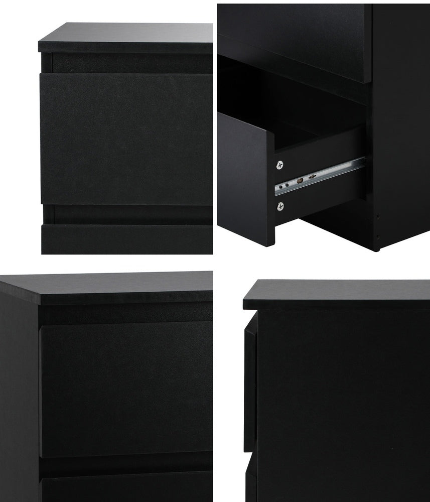 Oikiture Bedside Tables Set of 2 Nightstand Black-Bedside Table-PEROZ Accessories