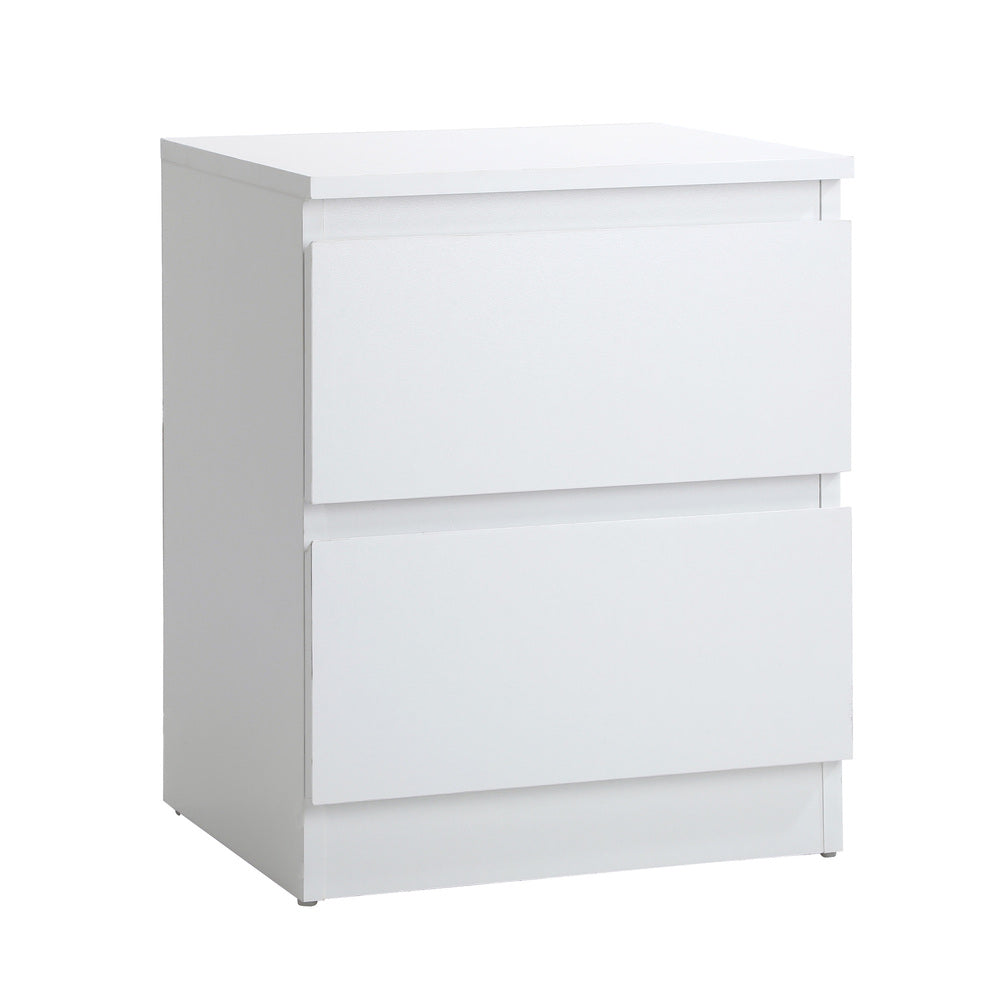 Oikiture Bedside Table Nightstand 2 Drawers White-Bedside Table-PEROZ Accessories