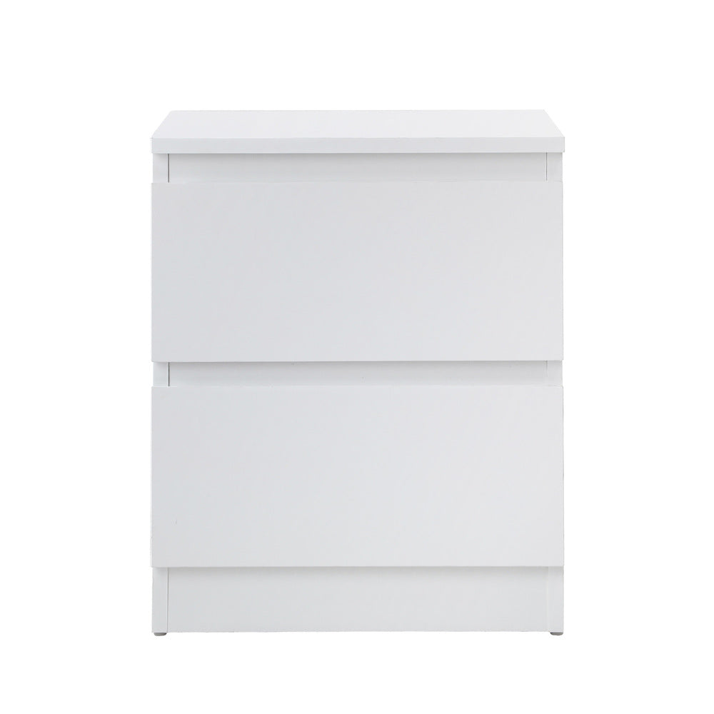 Oikiture Bedside Table Nightstand 2 Drawers White-Bedside Table-PEROZ Accessories