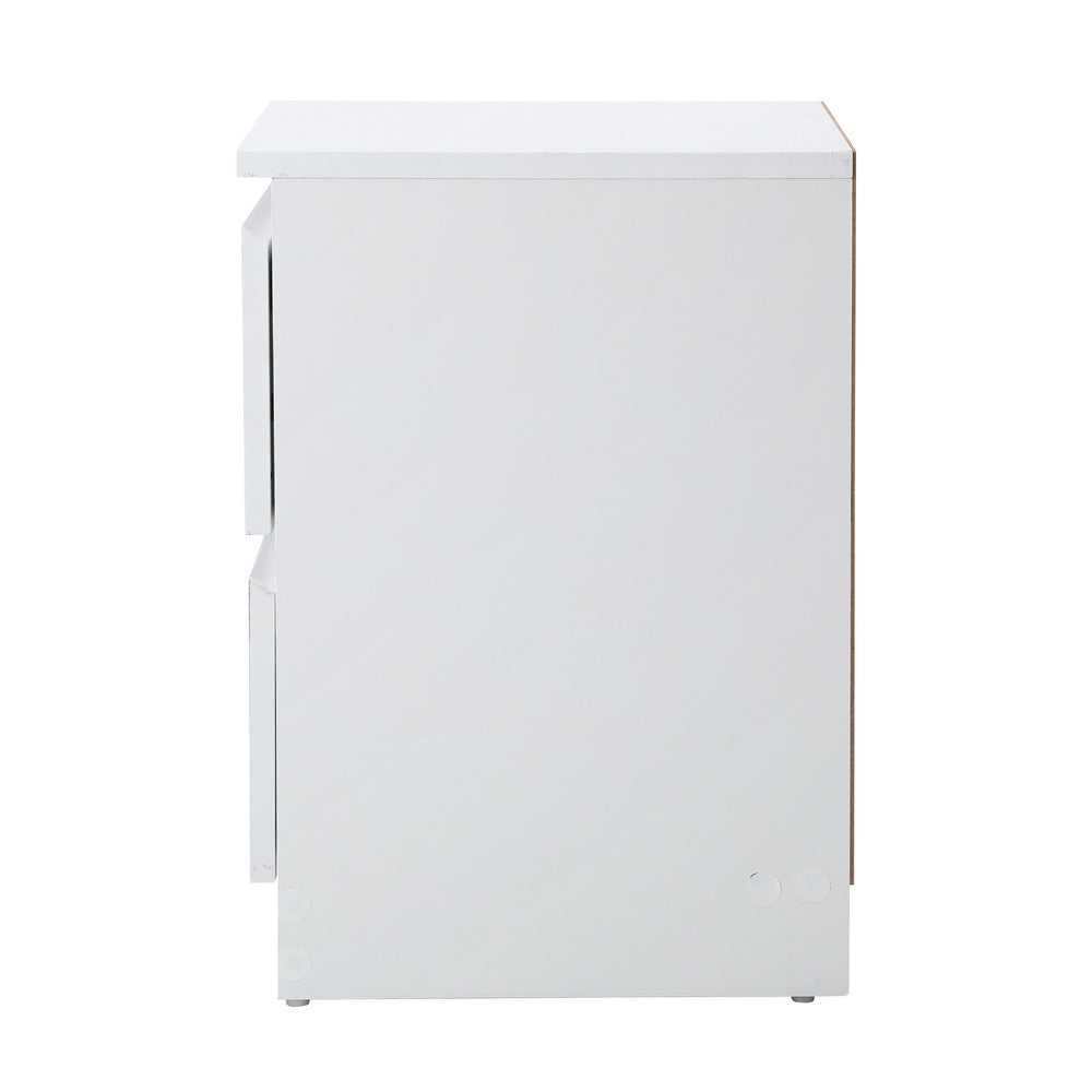 Oikiture Bedside Table Nightstand 2 Drawers White-Bedside Table-PEROZ Accessories