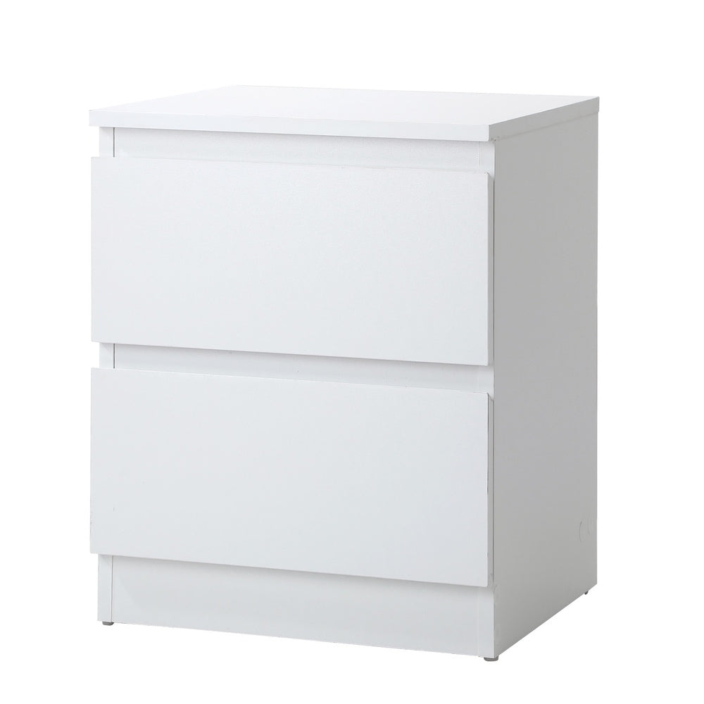 Oikiture Bedside Table Nightstand 2 Drawers White-Bedside Table-PEROZ Accessories