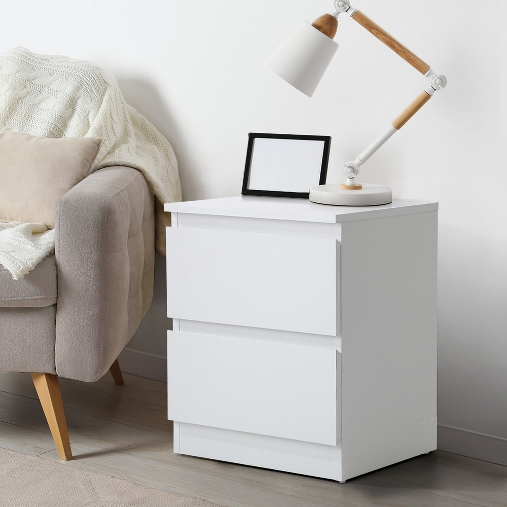 Oikiture Bedside Tables Set of 2 Nightstand White-Bedside Table-PEROZ Accessories