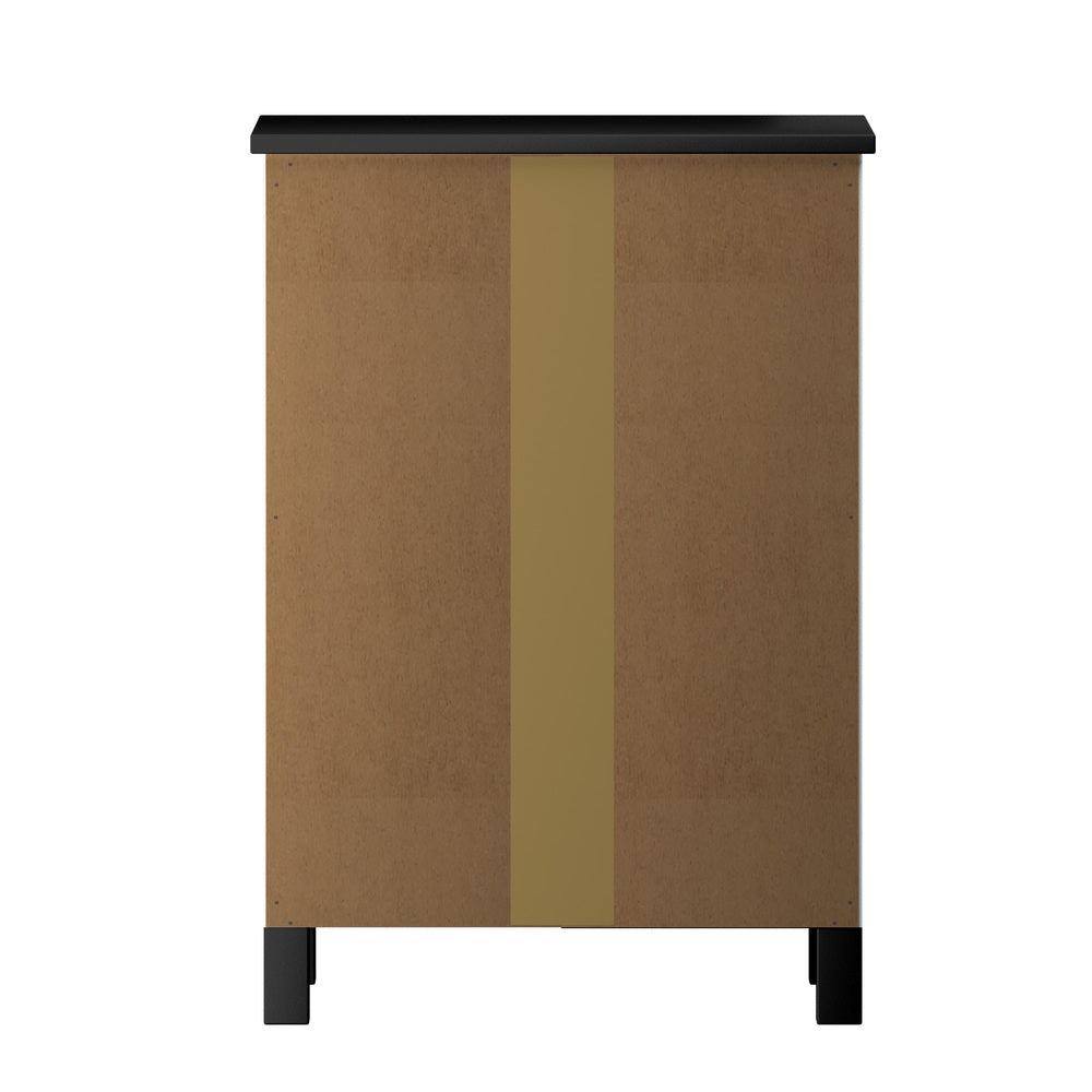 Oikiture Bedside Table 3 Drawers Hamptons Furniture Black-BedSide Tabless-PEROZ Accessories