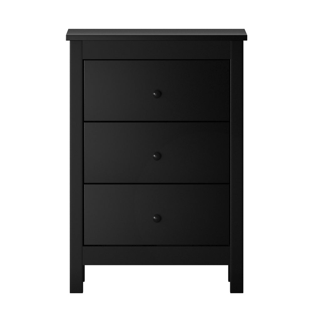 Oikiture Bedside Tables Set of 2 Nightstands Black-Bedside Table-PEROZ Accessories