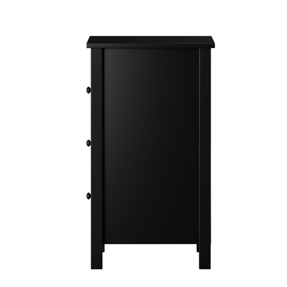 Oikiture Bedside Tables Set of 2 Nightstands Black-Bedside Table-PEROZ Accessories