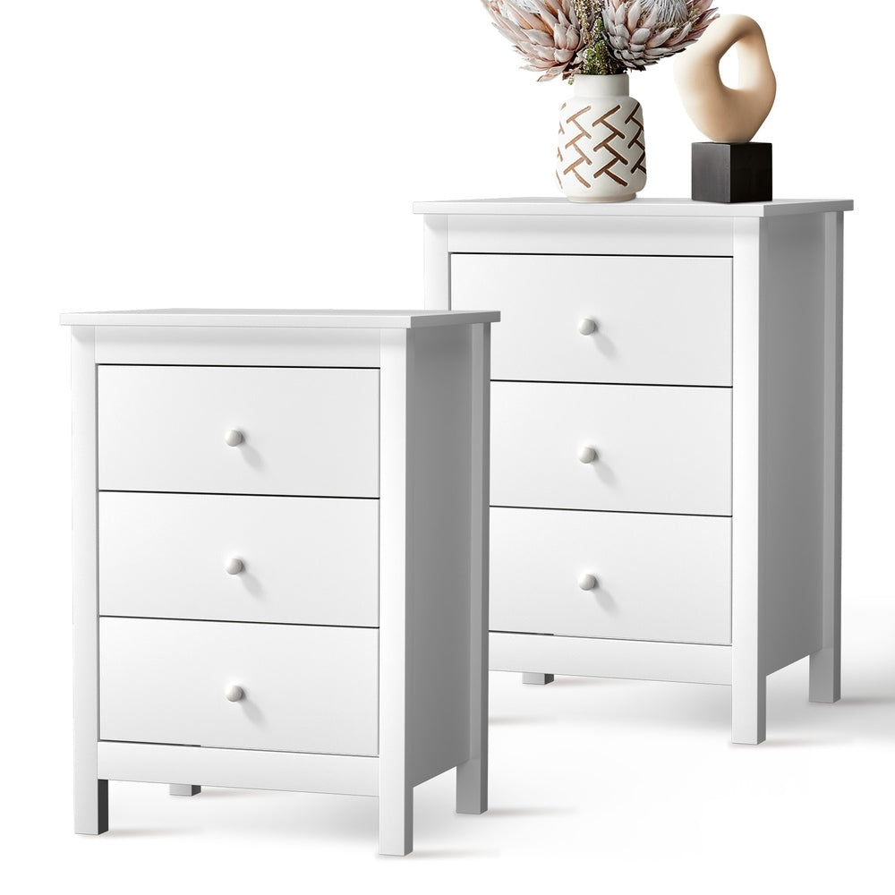 Oikiture Bedside Tables Set of 2 Nightstands White-Bedside Table-PEROZ Accessories