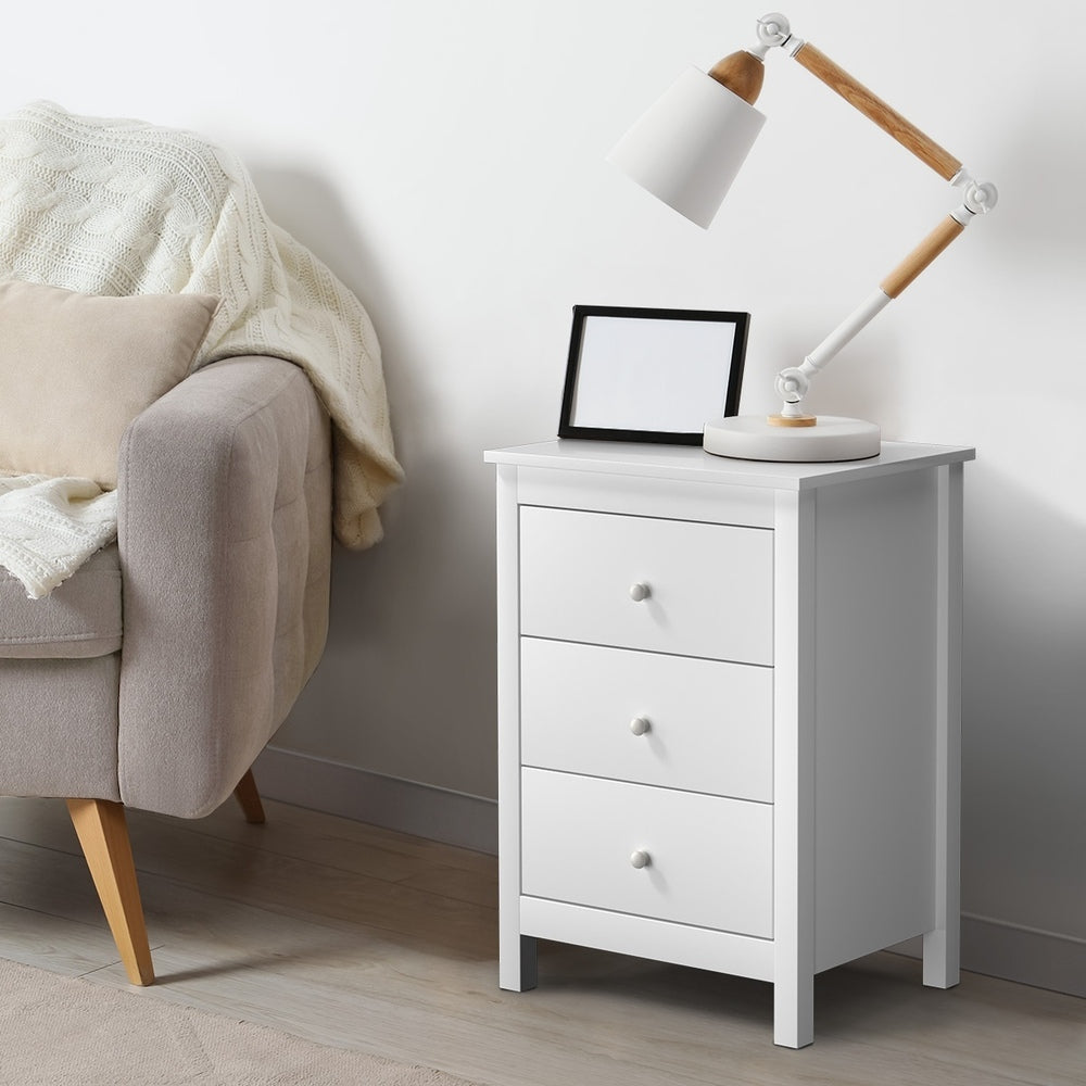 Oikiture Bedside Tables Set of 2 Nightstands White-Bedside Table-PEROZ Accessories