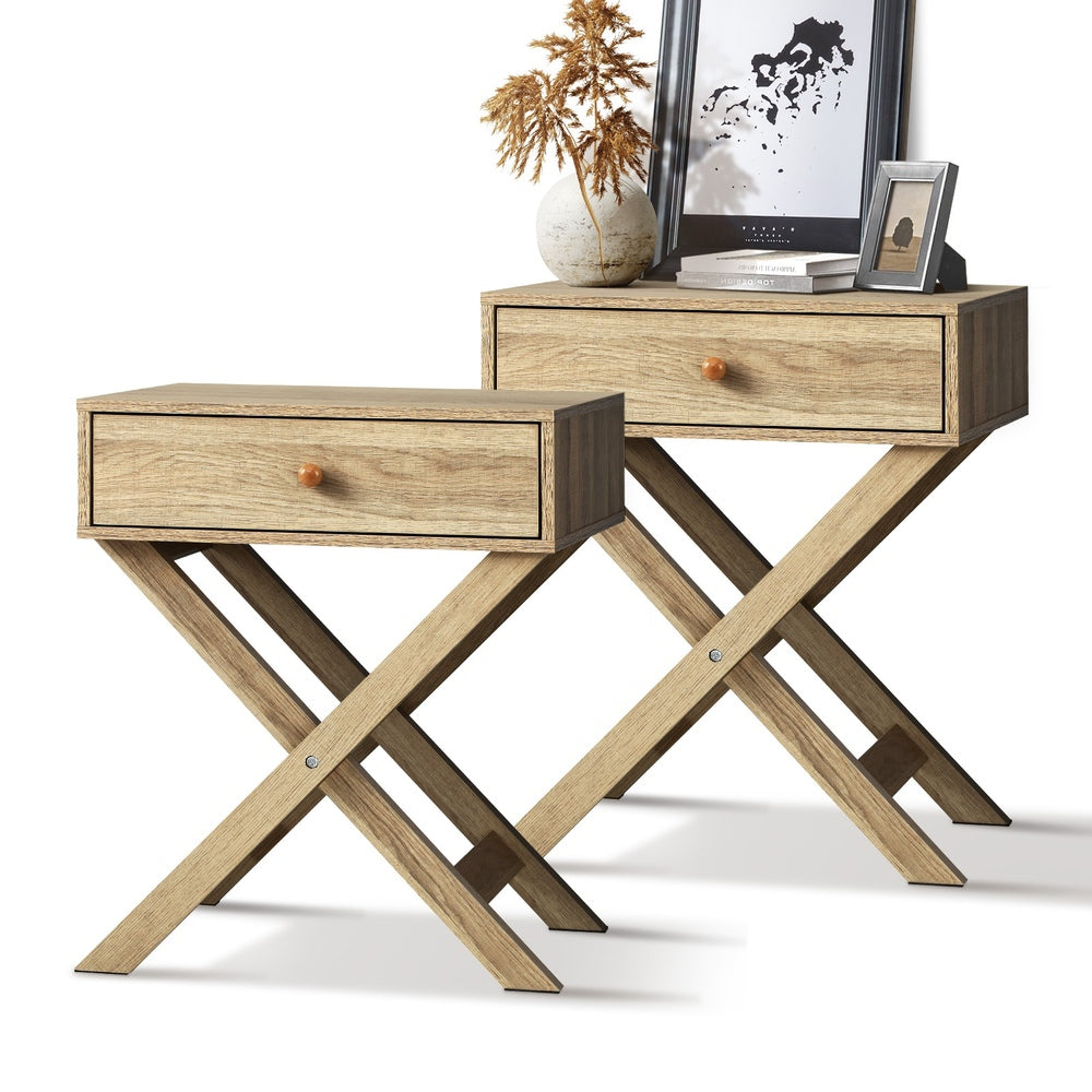 Oikiture Bedside Tables Set of 2 Nightstand Side End Table-Bedside Table-PEROZ Accessories