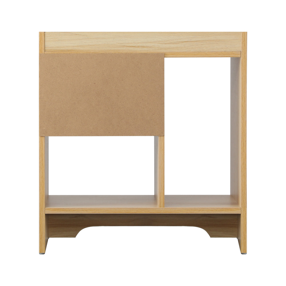 Oikiture Bedside Table with Drawer and Storage Space Side Table Nightstand Home Bedroom Furniture Wooden-Bedside Tables-PEROZ Accessories