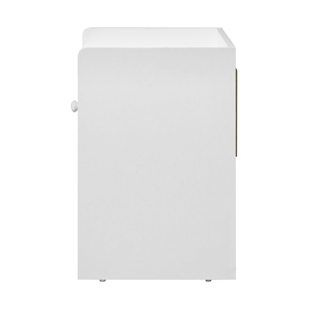 Oikiture Bedside Table with Drawer and Storage Space Side Table Nightstand Home Bedroom Furniture White-Bedside Tables-PEROZ Accessories