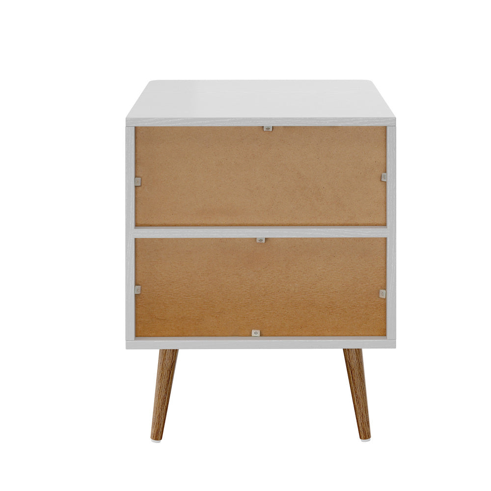 Oikiture 2x Bedside Table 1 Drawer Open Shelf Nightstand White-Bedside Table-PEROZ Accessories