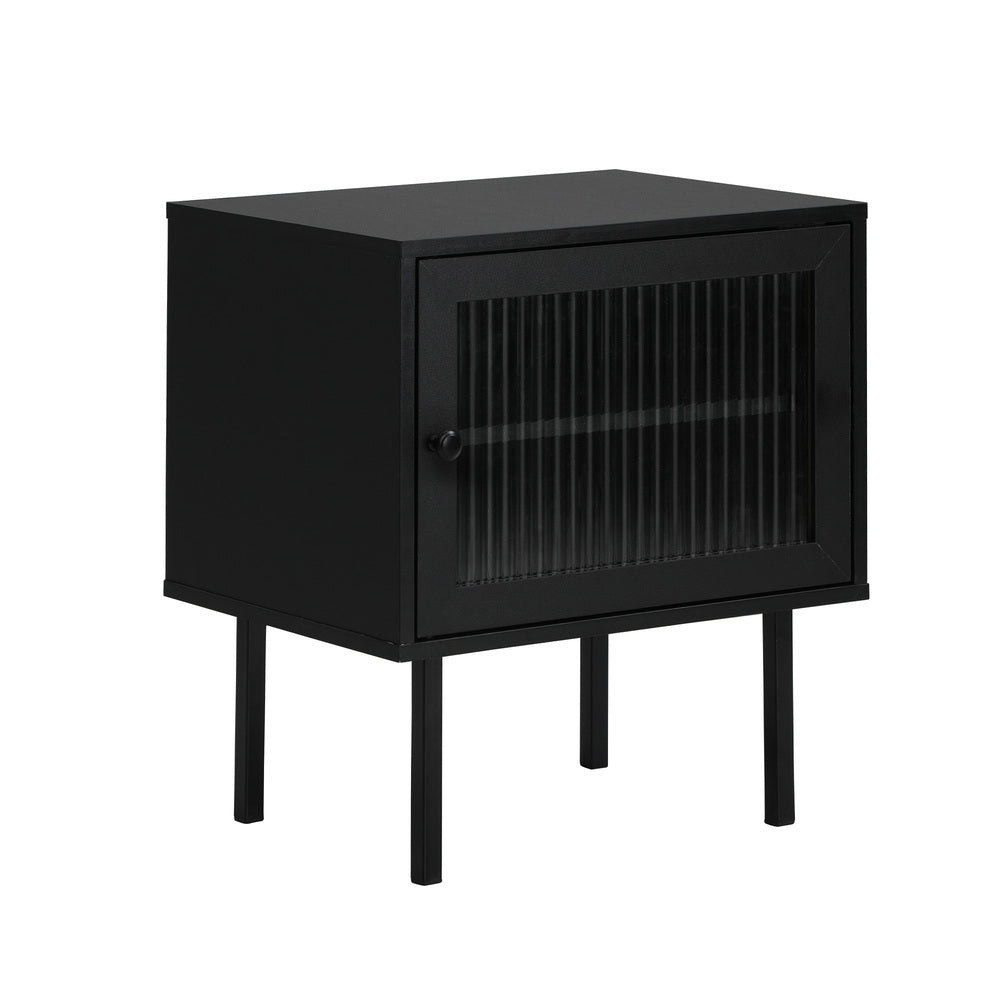 Oikiture Bedside Tables Storage Cabinet Wood Black-BedSide Tabless-PEROZ Accessories