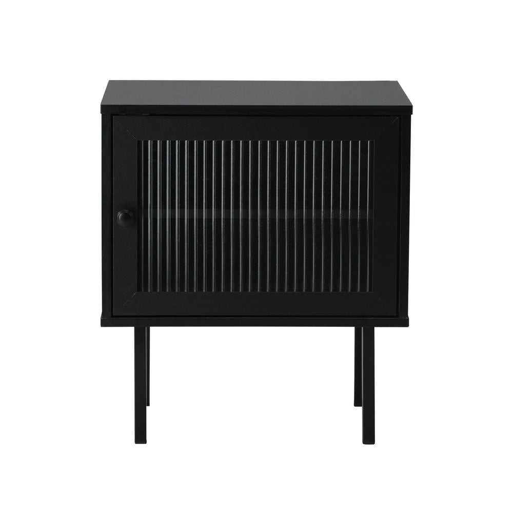 Oikiture Bedside Tables Storage Cabinet Wood Black-BedSide Tabless-PEROZ Accessories