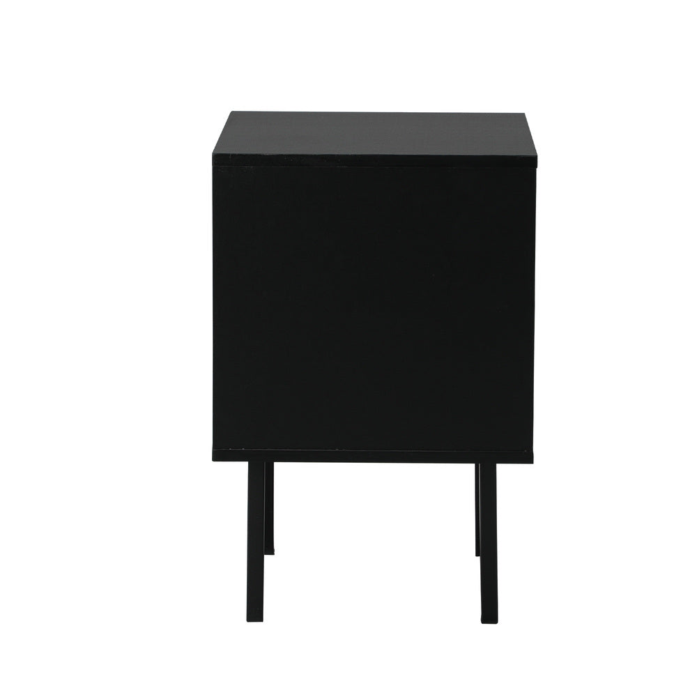 Oikiture Bedside Tables Storage Cabinet Wood Black-BedSide Tabless-PEROZ Accessories