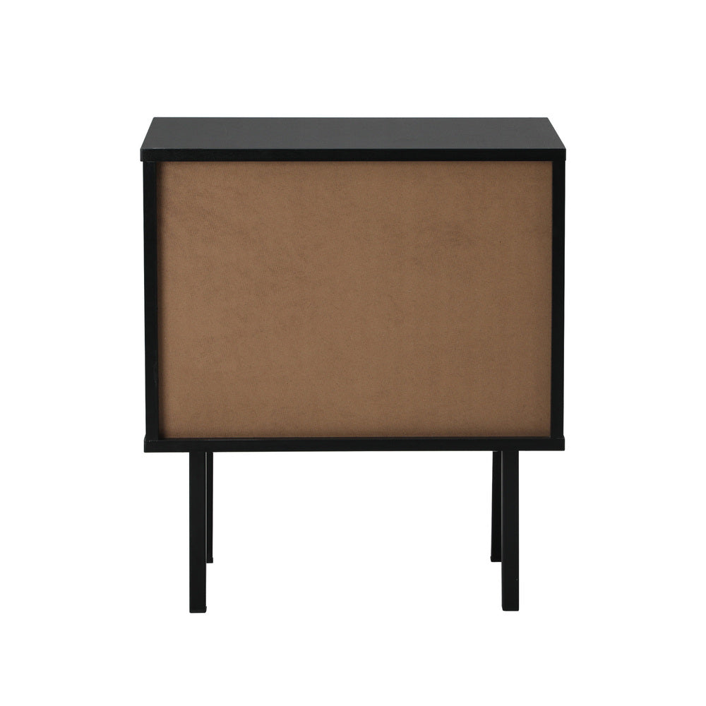 Oikiture Bedside Tables Storage Cabinet Wood Black-BedSide Tabless-PEROZ Accessories