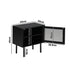 Oikiture 2X Bedside Tables Storage Cabinet Glass Door Black-BedSide Tabless-PEROZ Accessories