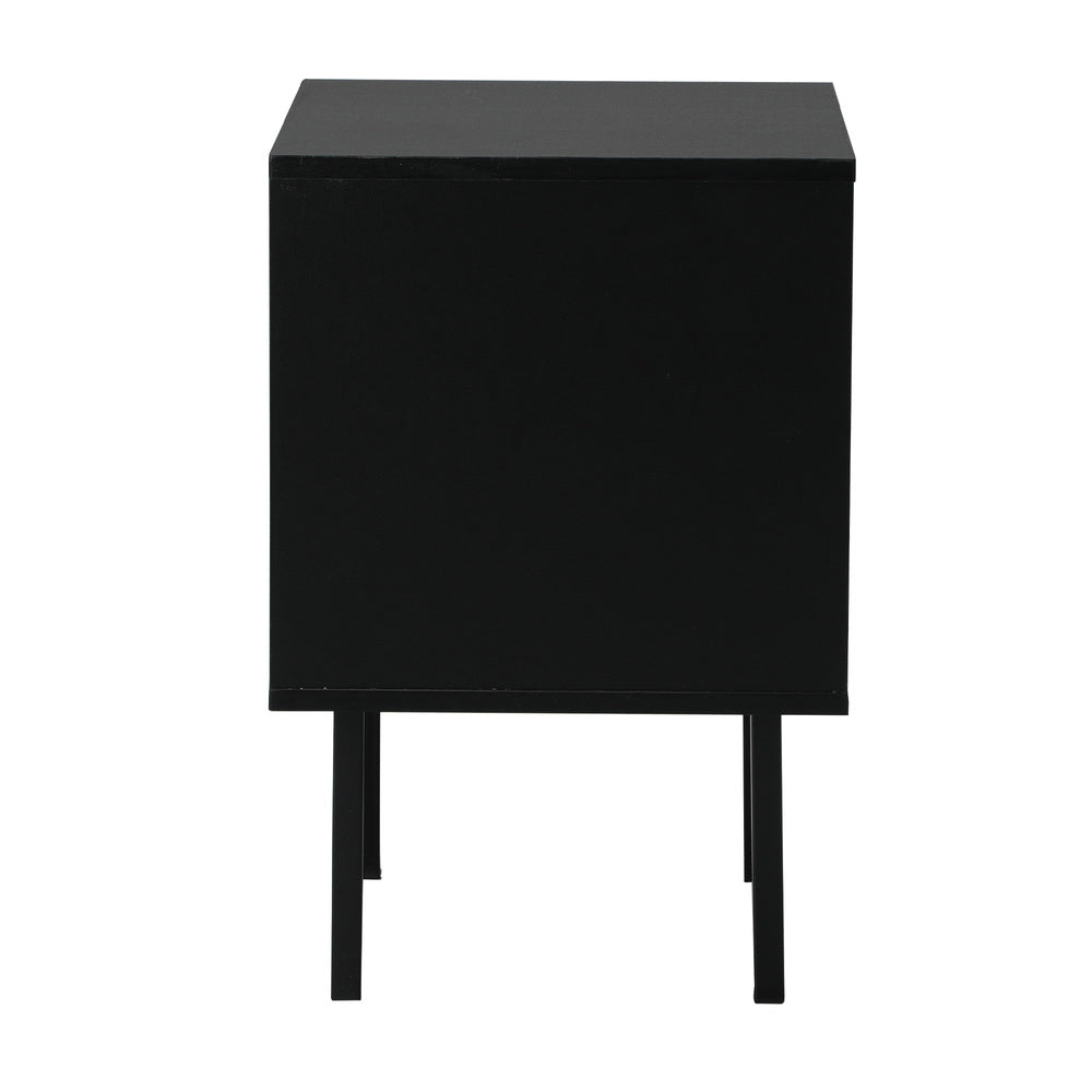 Oikiture 2X Bedside Tables Storage Cabinet Glass Door Black-BedSide Tabless-PEROZ Accessories