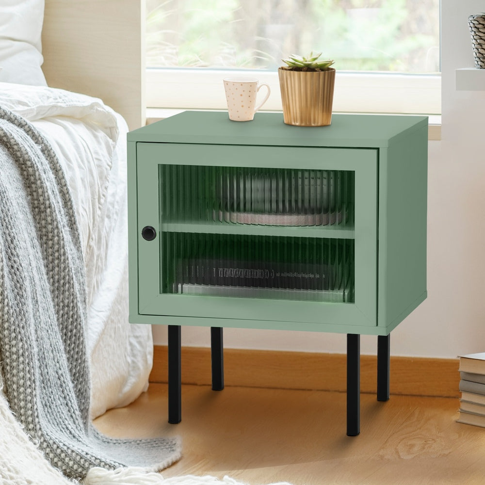 Oikiture Bedside Tables Storage Cabinet Wood Green-BedSide Tabless-PEROZ Accessories
