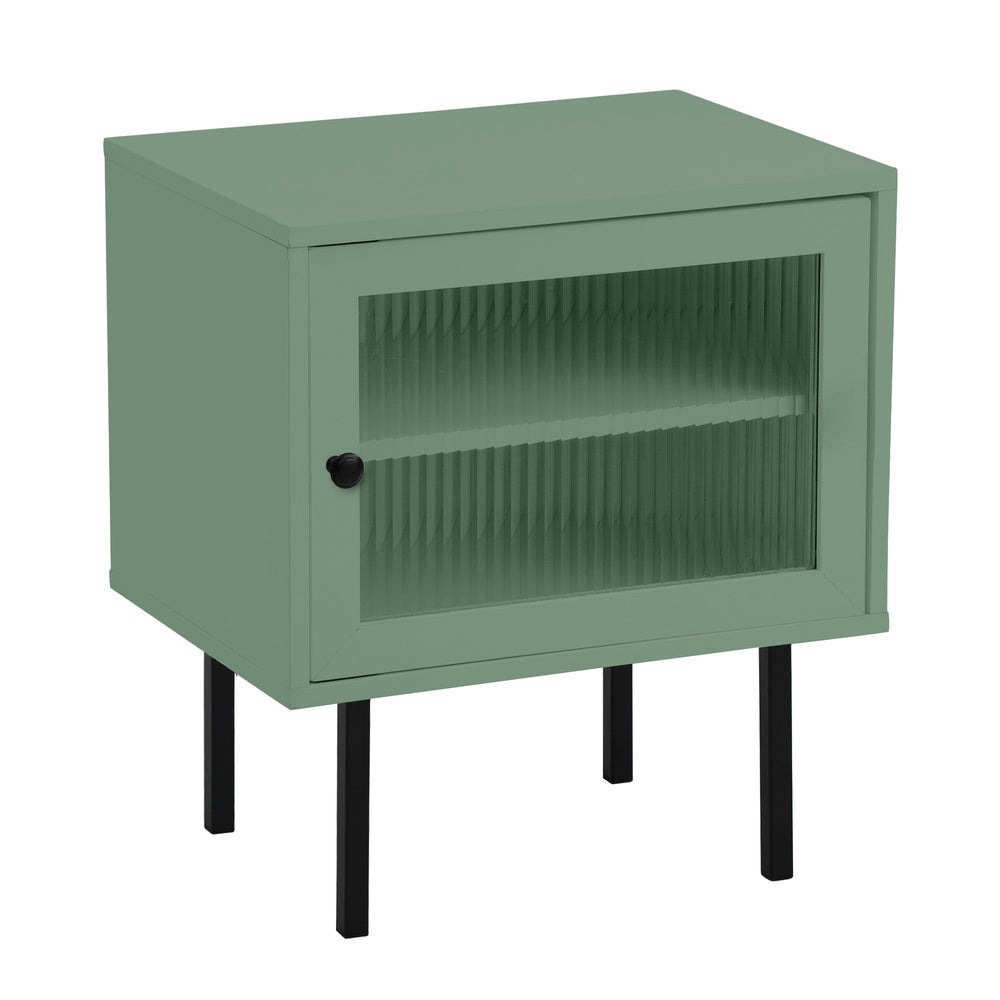 Oikiture Bedside Tables Storage Cabinet Wood Green-BedSide Tabless-PEROZ Accessories