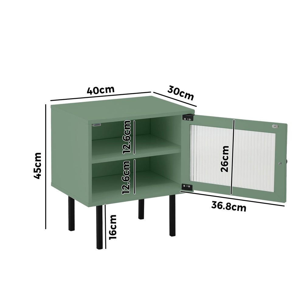 Oikiture Bedside Tables Storage Cabinet Wood Green-BedSide Tabless-PEROZ Accessories