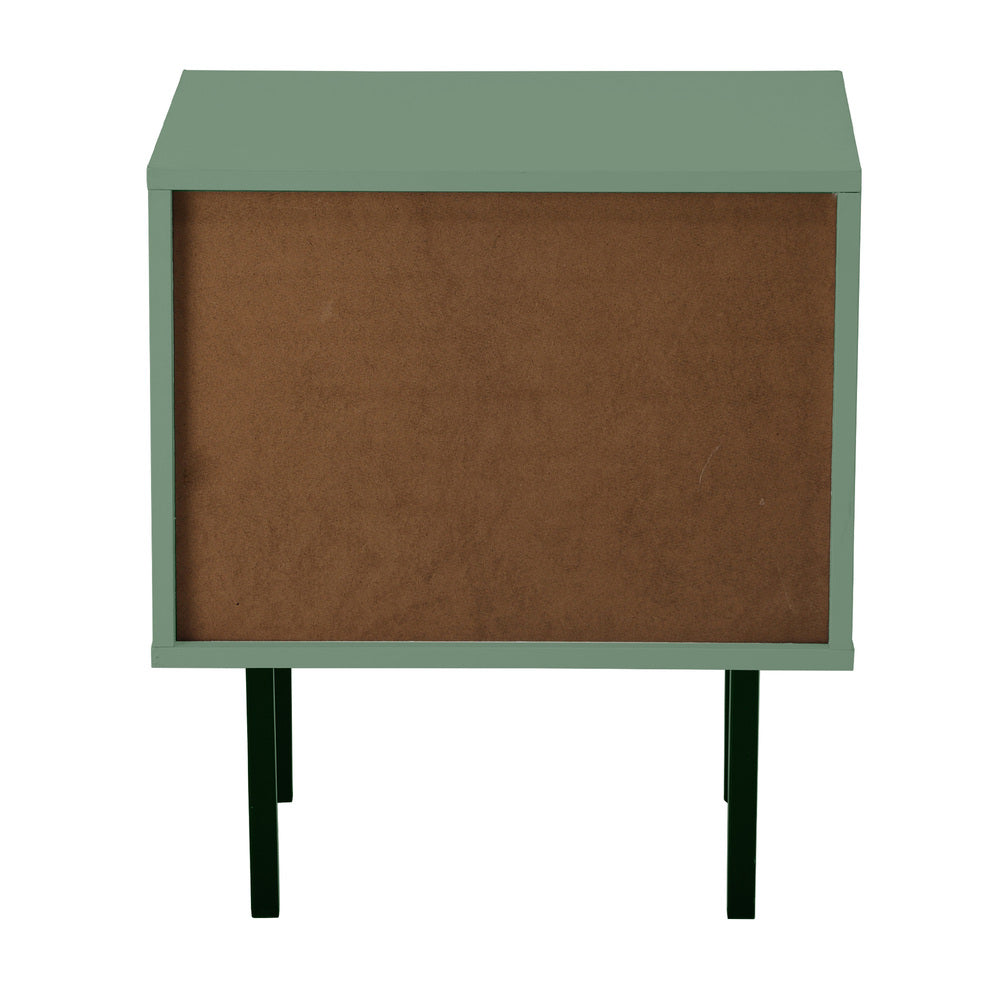 Oikiture 2X Bedside Tables Storage Cabinet Glass Door Green-BedSide Tabless-PEROZ Accessories
