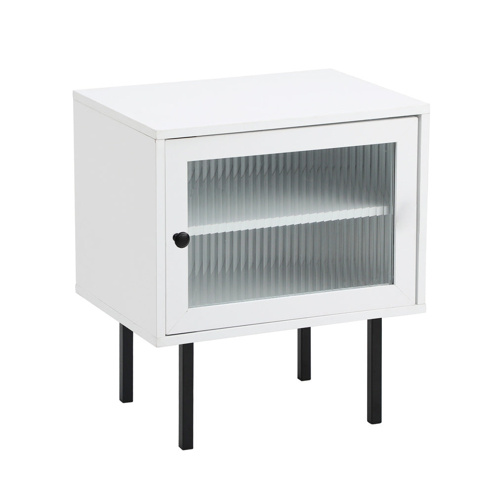 Oikiture Bedside Tables Storage Cabinet Wood White-BedSide Tabless-PEROZ Accessories