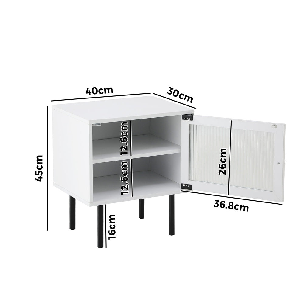 Oikiture Bedside Tables Storage Cabinet Wood White-BedSide Tabless-PEROZ Accessories