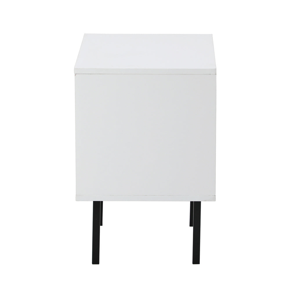 Oikiture Bedside Tables Storage Cabinet Wood White-BedSide Tabless-PEROZ Accessories
