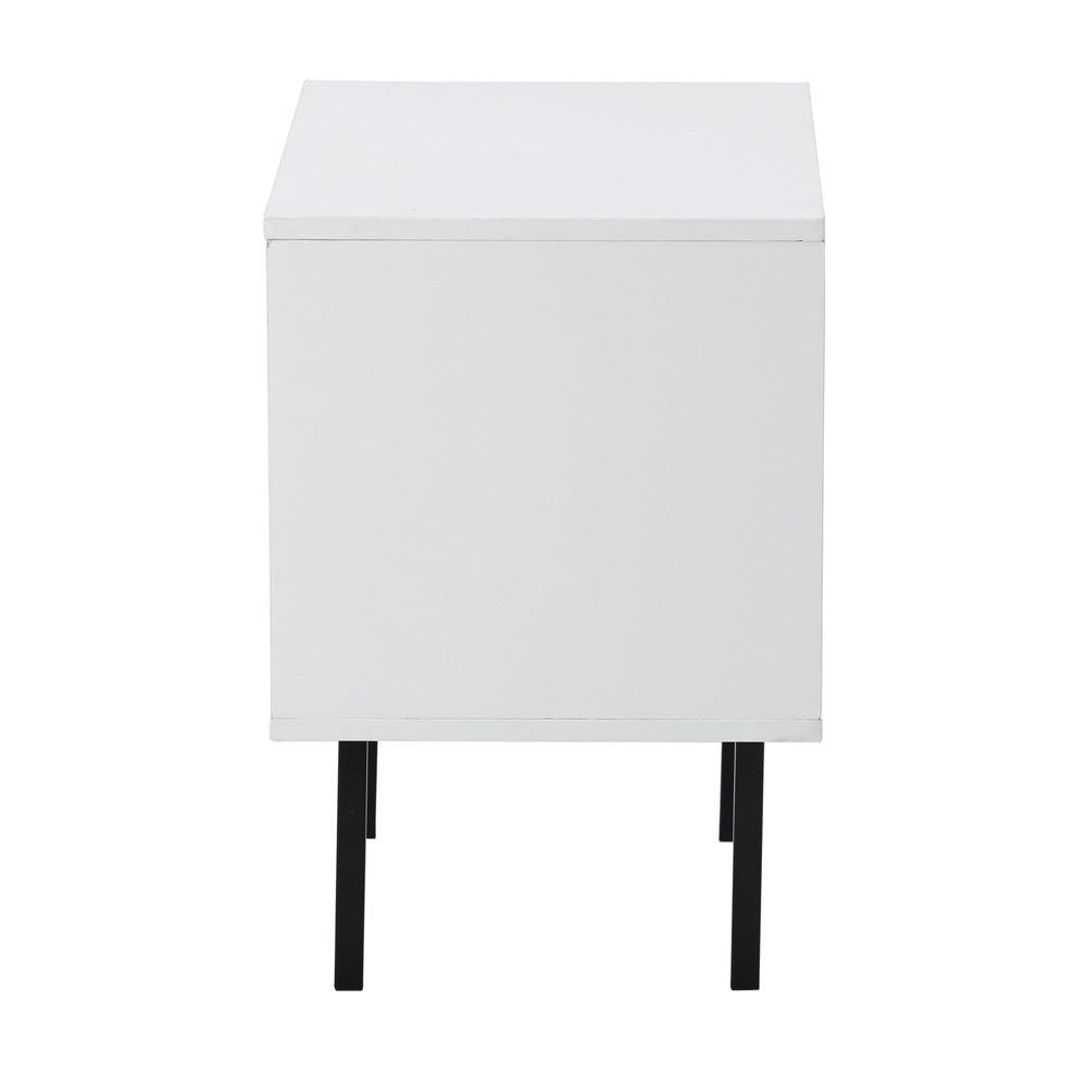 Oikiture 2X Bedside Tables Storage Cabinet Glass Door White-BedSide Tabless-PEROZ Accessories