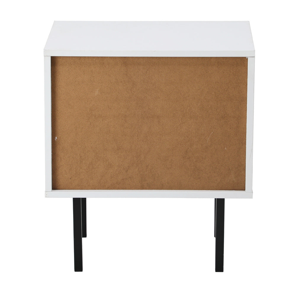 Oikiture 2X Bedside Tables Storage Cabinet Glass Door White-BedSide Tabless-PEROZ Accessories