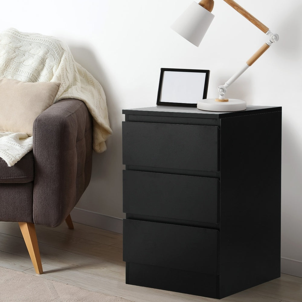 Oikiture Bedside Tables Set of 2 Side Table Nightstand Black-Bedside Table-PEROZ Accessories