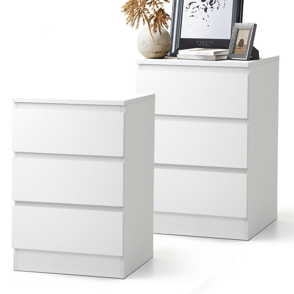 Oikiture Bedside Tables Set of 2 Side Table Nightstand White-Bedside Table-PEROZ Accessories