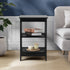 Oikiture Side Table 3-tier Shelf X-Structured Sides Black-Side Tables-PEROZ Accessories
