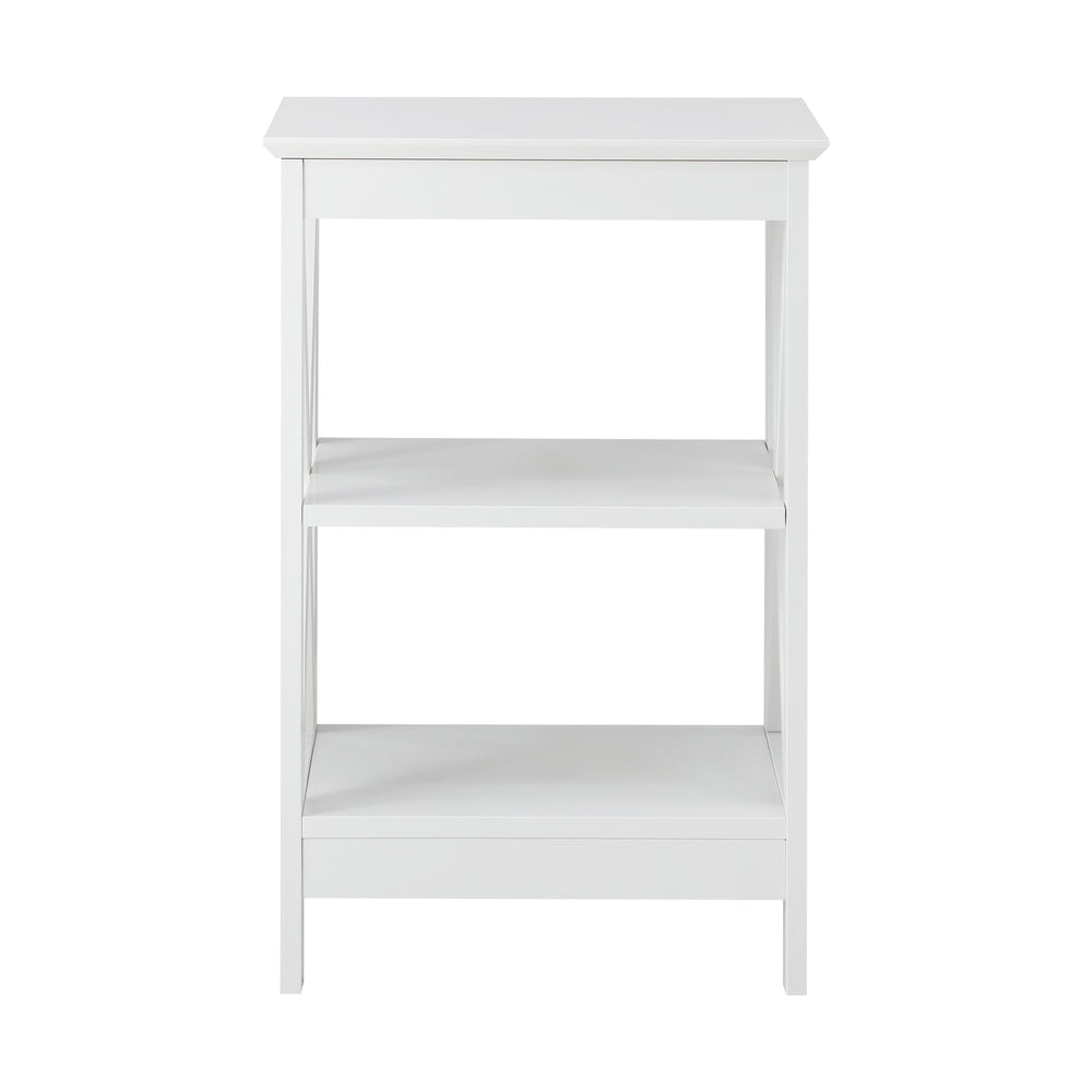 Oikiture Side Table 3-tier Shelf X-Structured Sides White-Side Tables-PEROZ Accessories