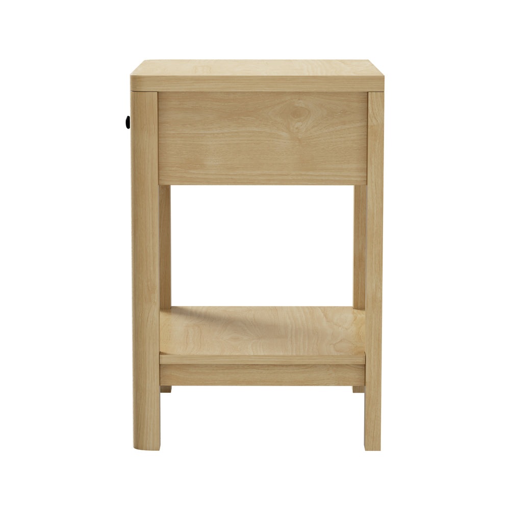 Oikiture Bedside Table 1 Drawer Open Shelf Side End Table Natural-Bedside Table-PEROZ Accessories
